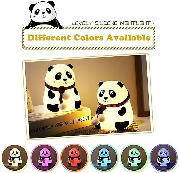 Cute Panda Lamp Home Decor Silicone Panda for home with 7 Color Change LED