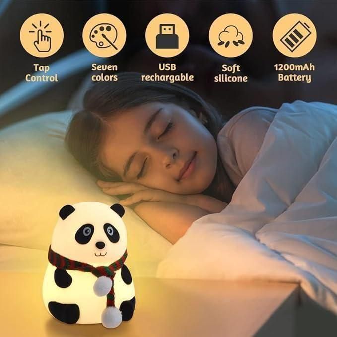 Cute Panda Lamp Home Decor Silicone Panda for home with 7 Color Change LED