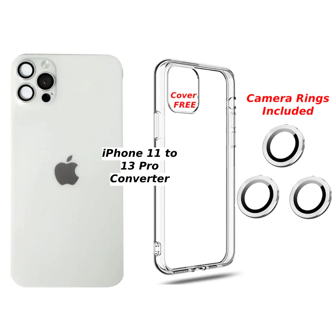 iPhone 11 to iPhone 13 Pro Converter, Camera Rings, Back Cover Included